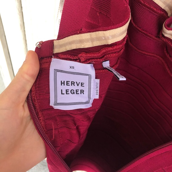 Herve leger red bodycon bandage mini dress - Picture 4 of 6